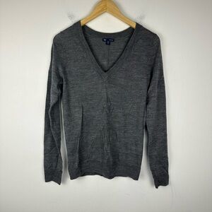 Gap Wool Gray Ultra Soft V Neck Sweater Sustainable Women’s Sz M